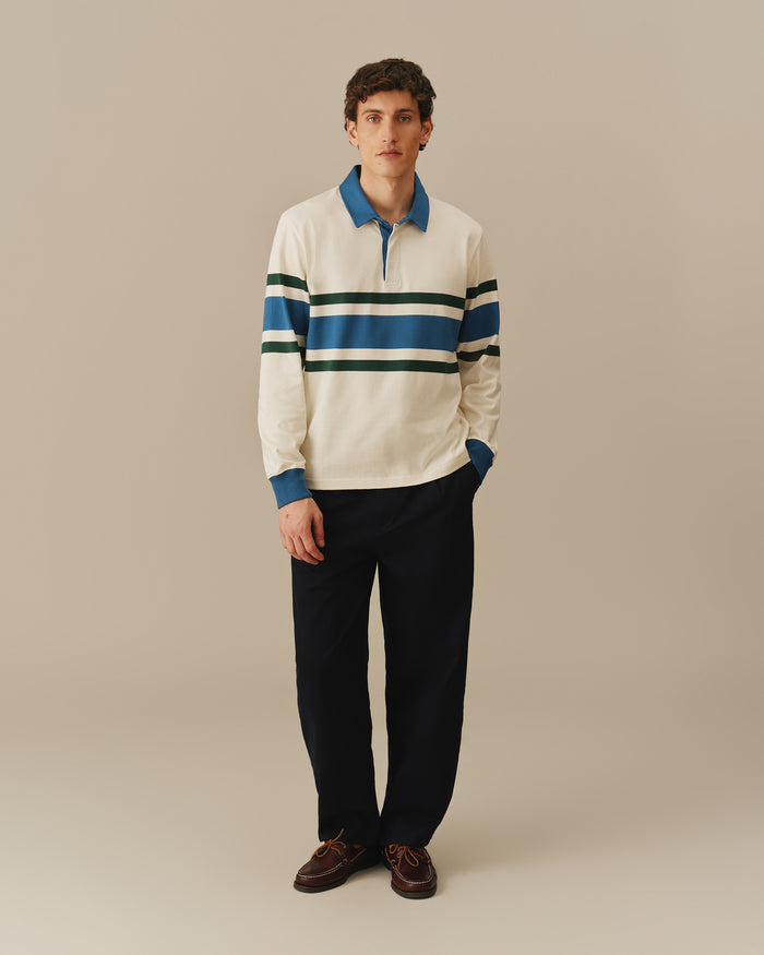 Cotton Center Stripe Rugby White