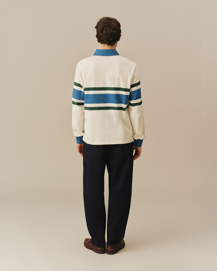 Cotton Center Stripe Rugby White