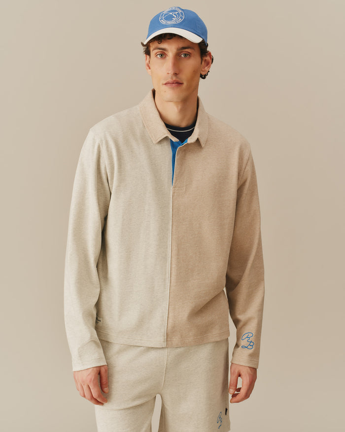 Cotton Color Blocked Rugby Khaki