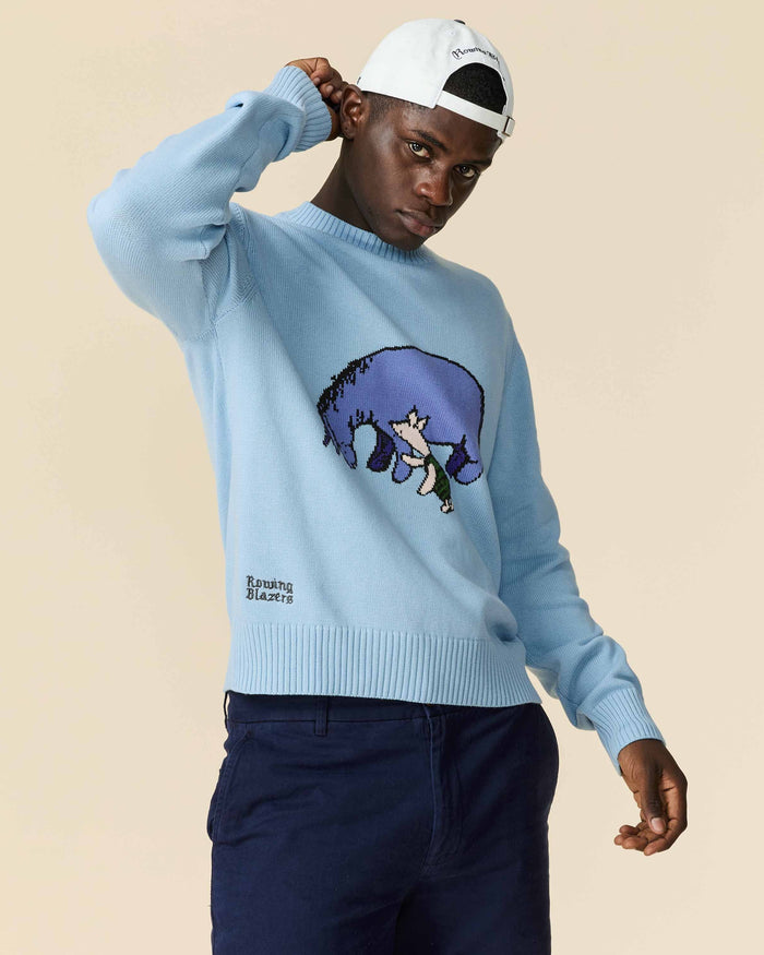 Cotton Eeyore and Piglet Sweater Blue