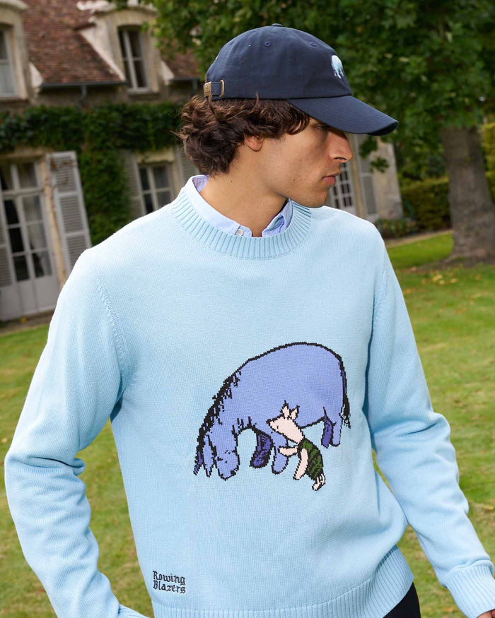 Cotton Eeyore and Piglet Sweater Blue