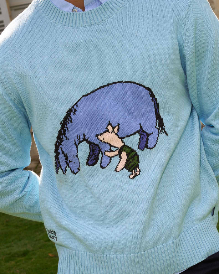 Cotton Eeyore and Piglet Sweater Blue