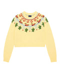 Cotton Fairisle Cropped Sweater Yellow