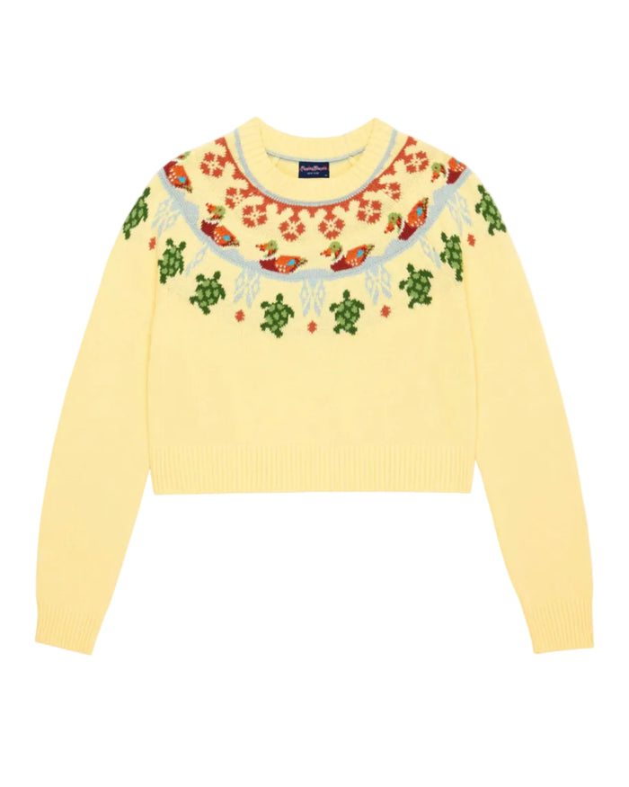 Cotton Fairisle Cropped Sweater Yellow