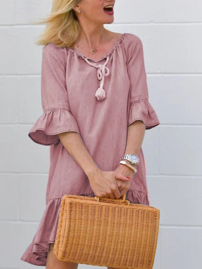 Cotton Half Sleeve Casual Dress