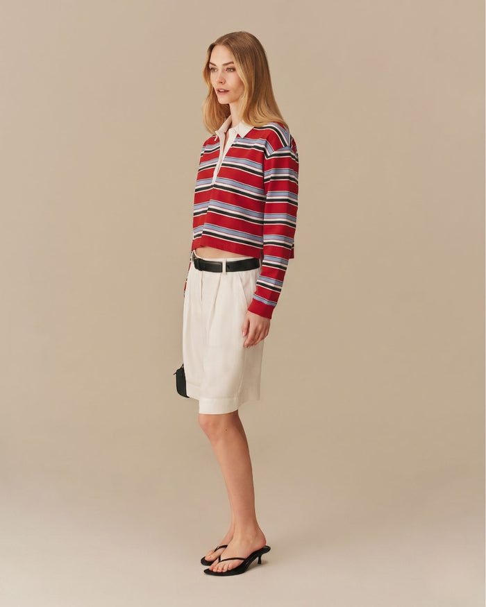 Cotton Legacy Striped Rugby Red