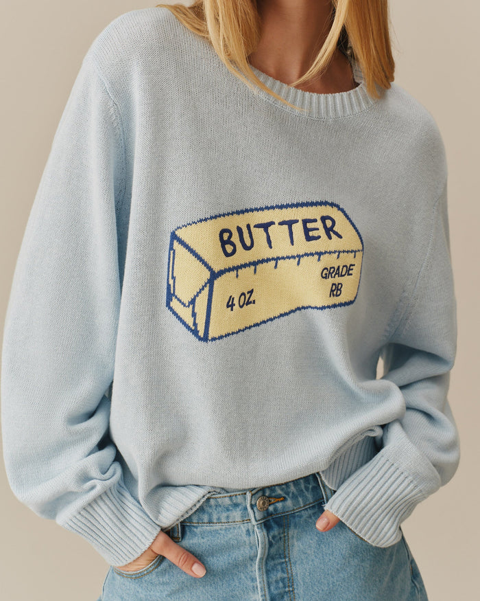 Women's Cotton Linen Butter Sweater Blue Blue / XS