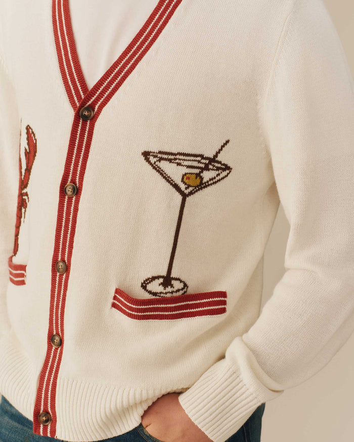 Cotton Linen Lobster Cardigan Cream
