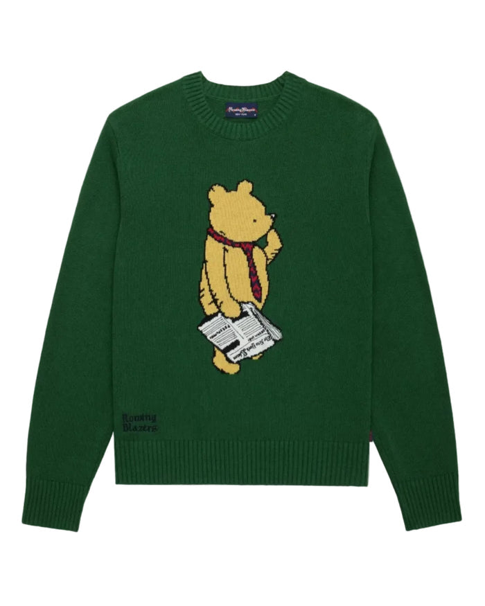 Cotton Linen New Yorker Winnie-the-Pooh Sweater Green
