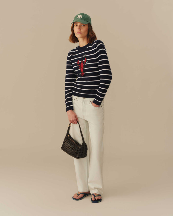 Cotton Lobster & Martini Striped Sweater Navy