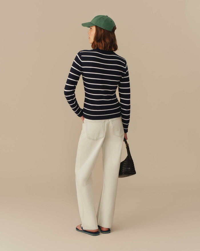 Cotton Lobster & Martini Striped Sweater Navy
