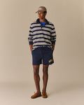 Cotton Nautical Stripe Rugby Navy & White