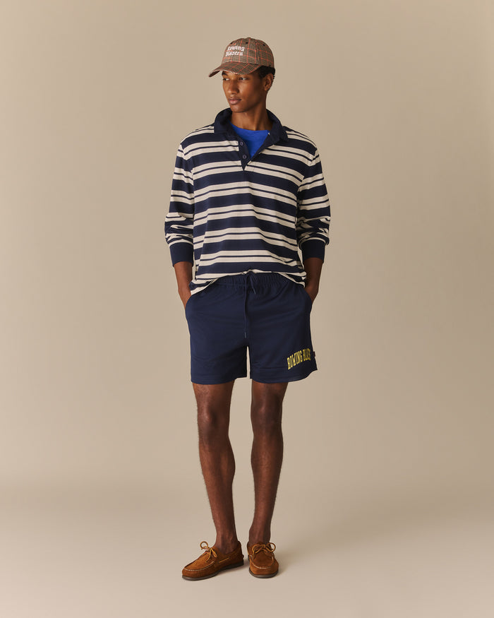 Cotton Nautical Stripe Rugby Navy & White