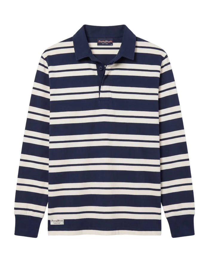 Cotton Nautical Stripe Rugby Navy & White