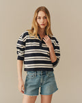 Women's Cotton Nautical Striped Rugby Navy & White Navy & White / XS