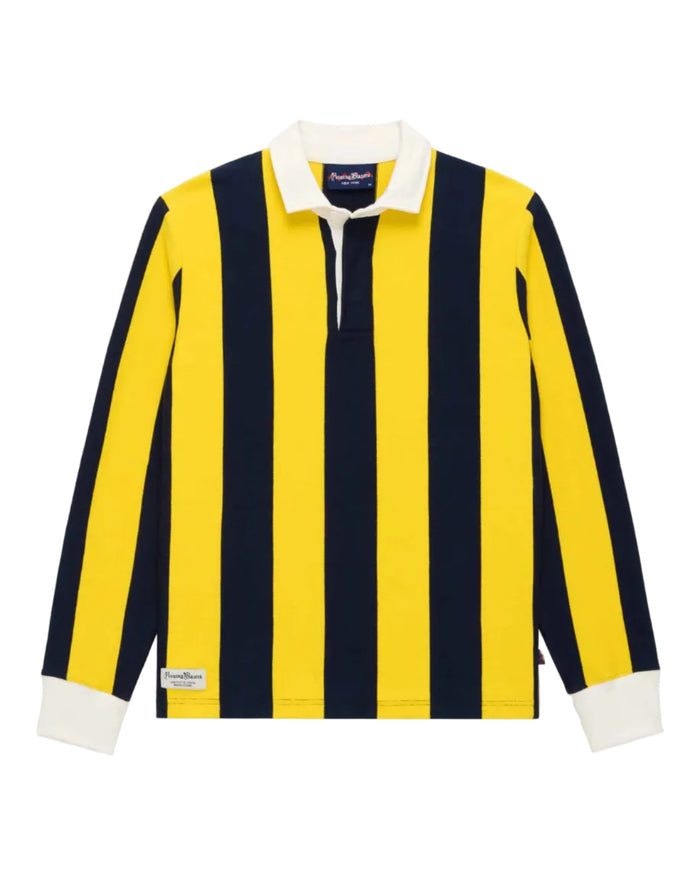 Cotton Navy And Gold Stripe Rugby Navy Gold
