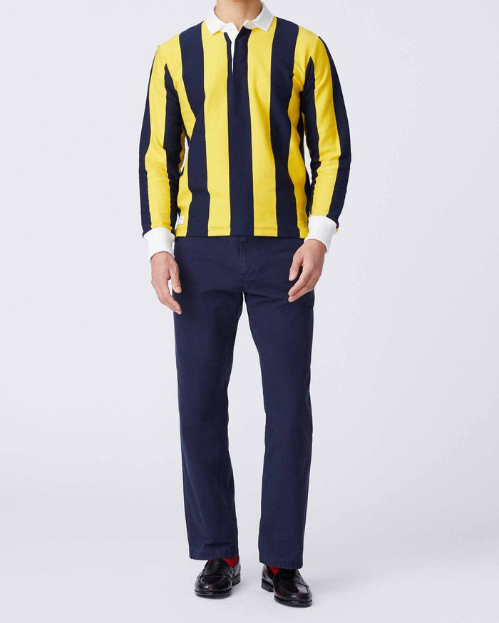 Cotton Navy And Gold Stripe Rugby Navy Gold