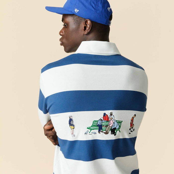 Cotton New York Rugby Blue White Stripe