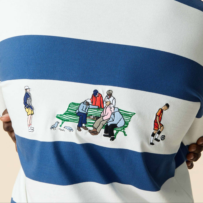 Cotton New York Rugby Blue White Stripe