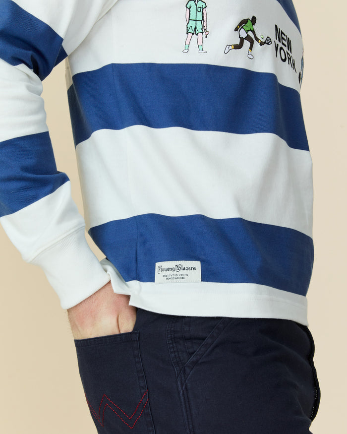 Cotton New York Rugby Blue White Stripe