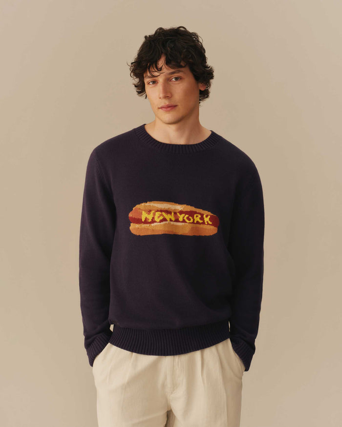 Cotton NY Hot Dog Sweater Navy