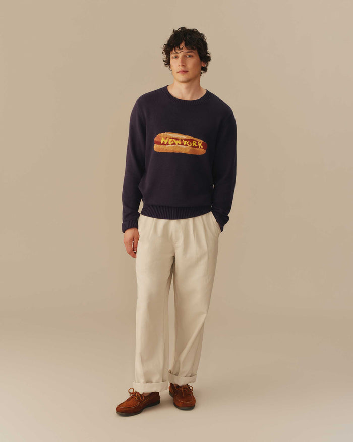 Cotton NY Hot Dog Sweater Navy