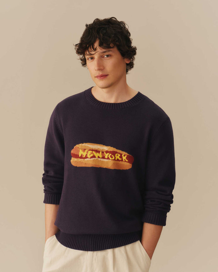 Cotton NY Hot Dog Sweater Navy