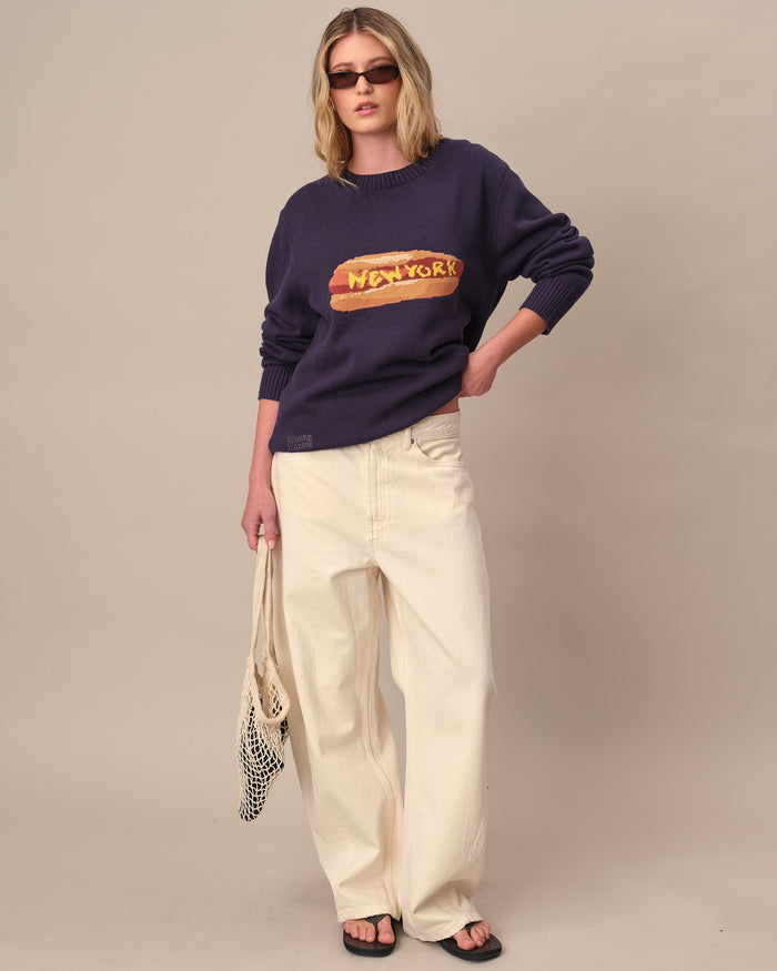 Cotton NY Hot Dog Sweater Navy
