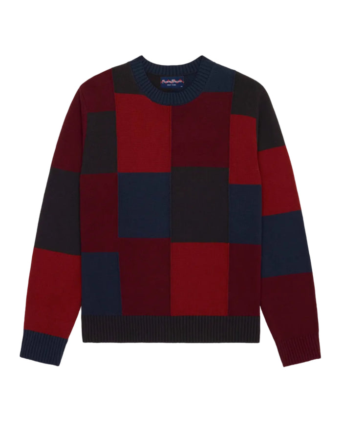 Cotton Patchwork Sweater Brick Patchwork