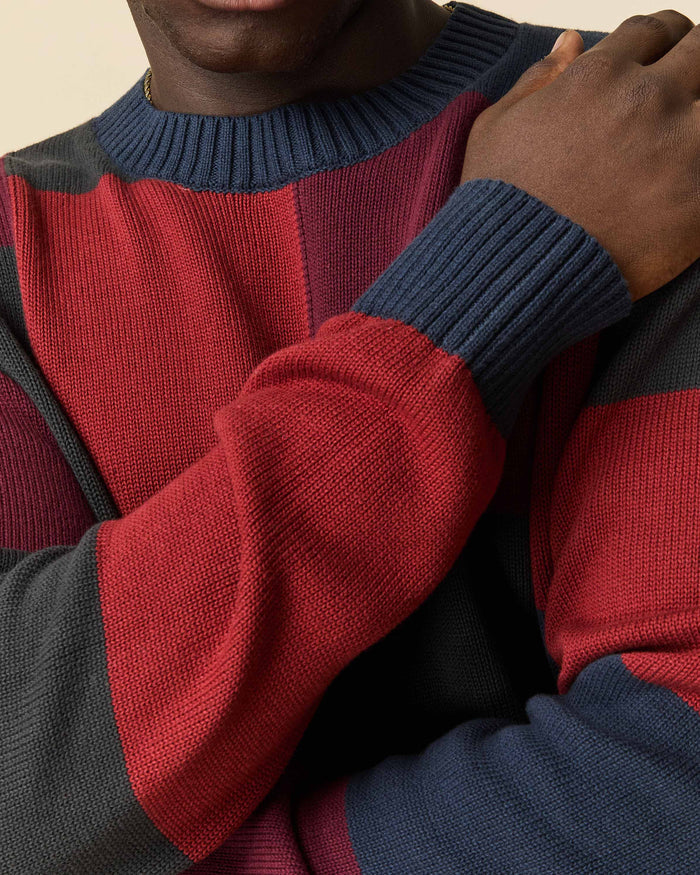 Cotton Patchwork Sweater Brick Patchwork