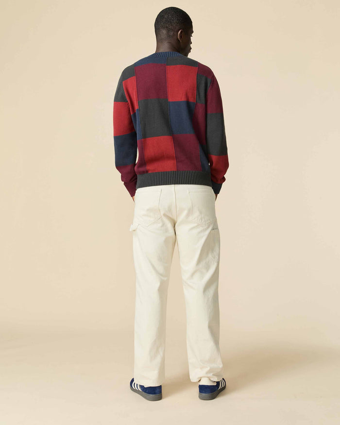 Cotton Patchwork Sweater Brick Patchwork