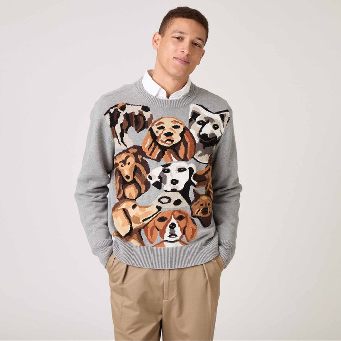 Cotton Pile of Dogs Sweater Heather Grey