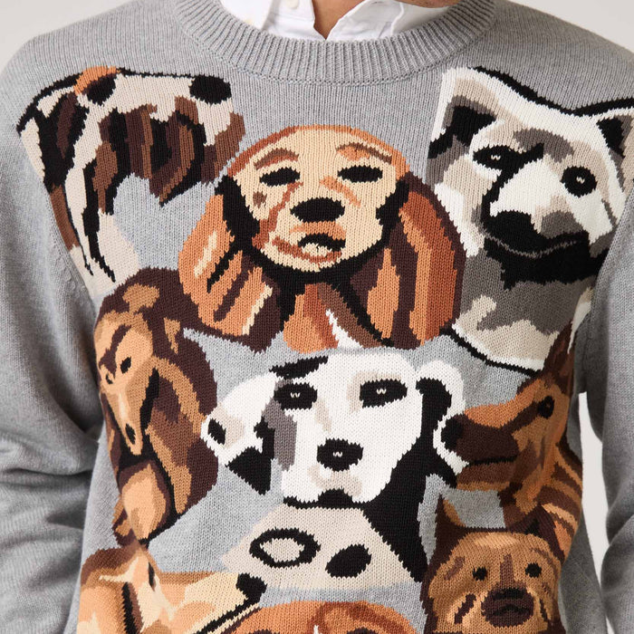 Cotton Pile of Dogs Sweater Heather Grey