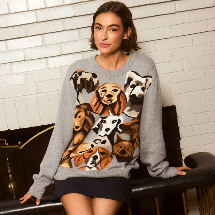 Cotton Pile of Dogs Sweater Heather Grey