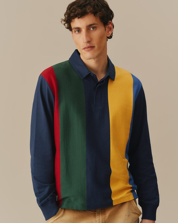 Cotton Primary Striped Rugby Multi-Color