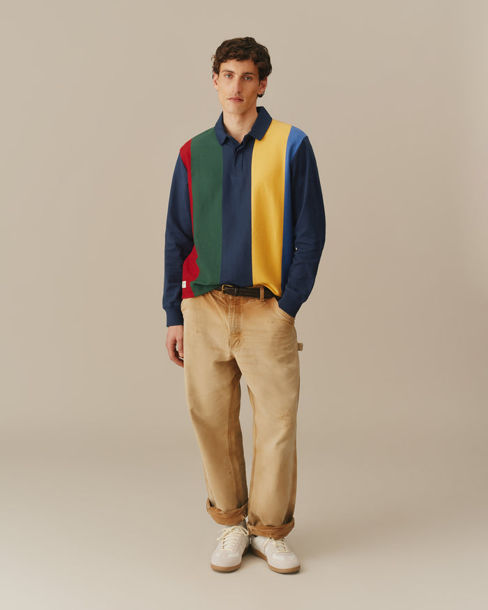 Cotton Primary Striped Rugby Multi-Color