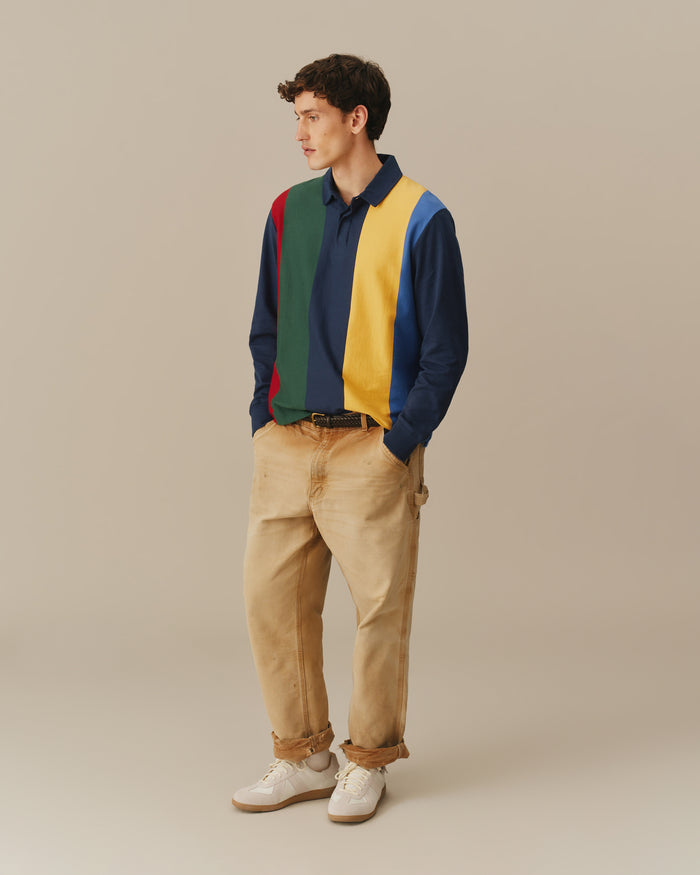 Cotton Primary Striped Rugby Multi-Color