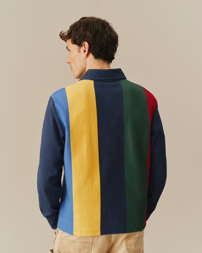 Cotton Primary Striped Rugby Multi-Color