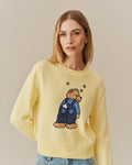 Cotton Ramie Bear & Bees Sweater Yellow
