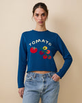 Cotton Ramie Tomato Sweater Blue