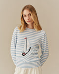 Cotton Sailboat Striped Sweater Blue & White