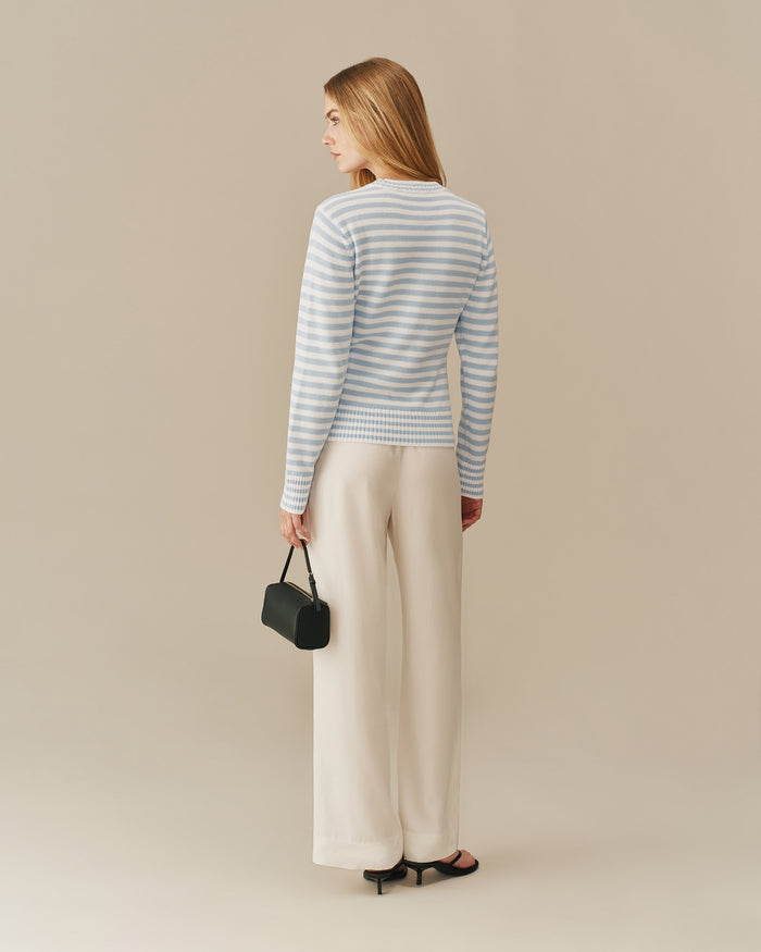 Cotton Sailboat Striped Sweater Blue & White