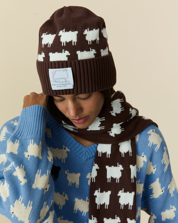 Cotton Sheep Beanie Brown