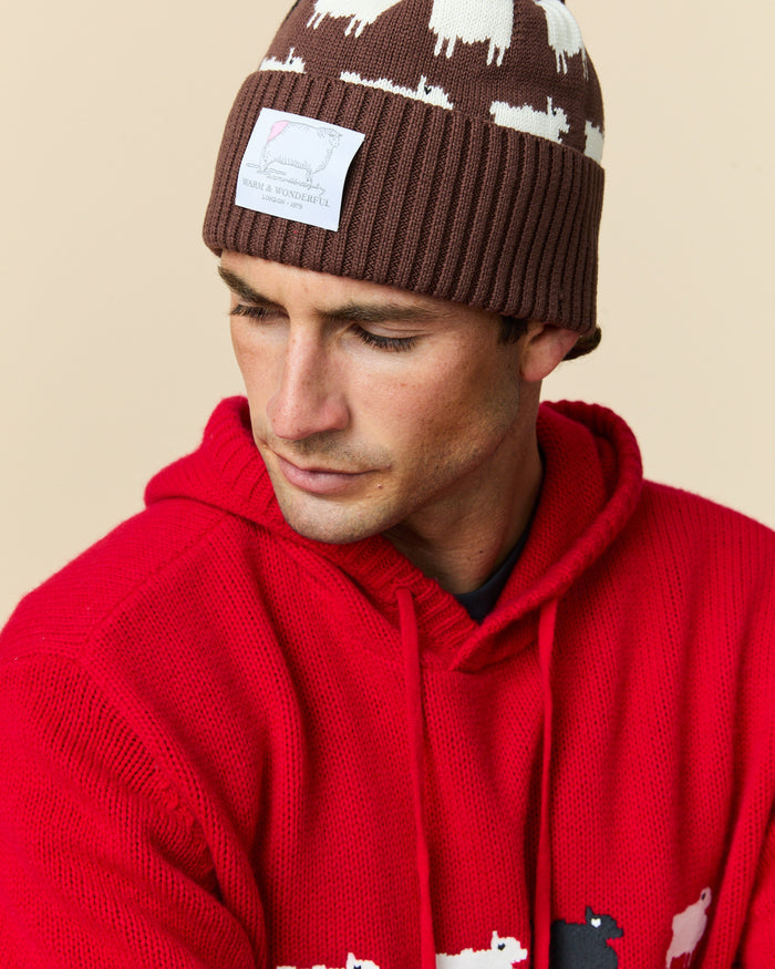 Cotton Sheep Beanie Brown