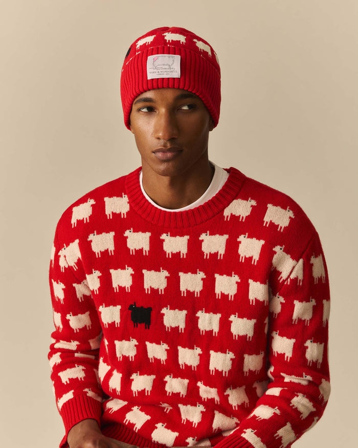 Cotton Sheep Beanie Diana Red
