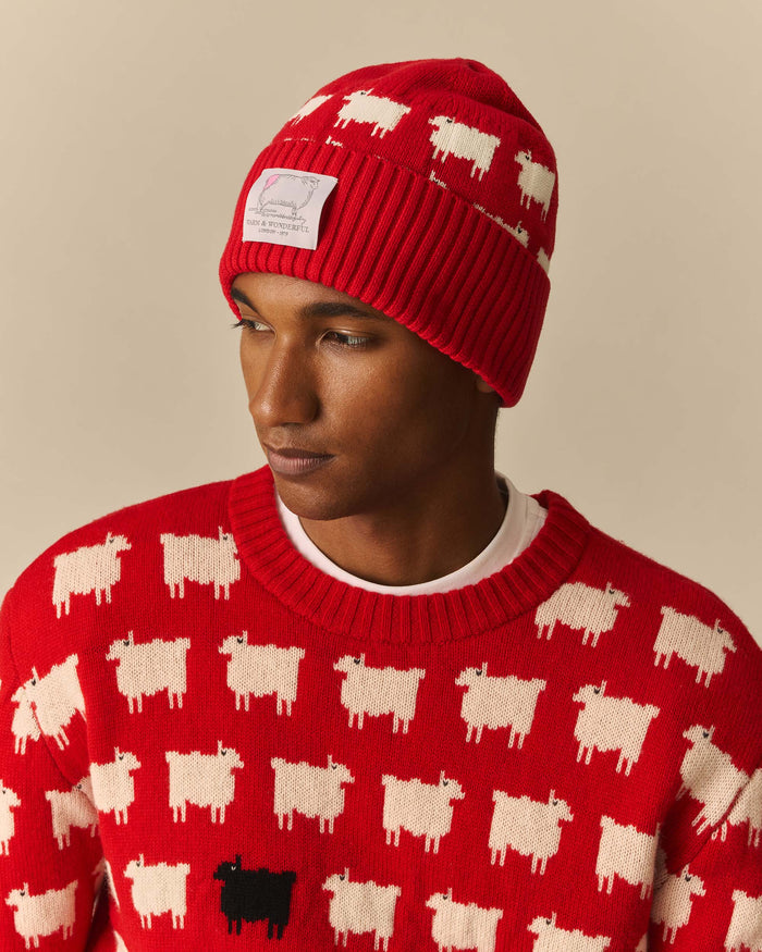 Cotton Sheep Beanie Diana Red