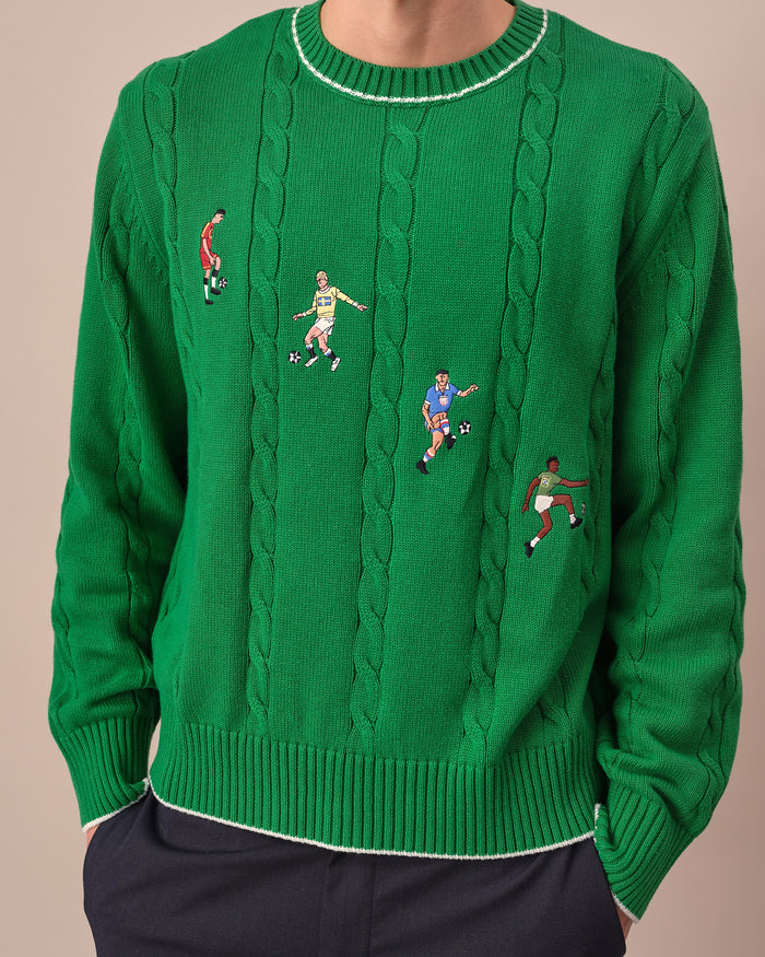 Cotton Soccer Player Sweater Green