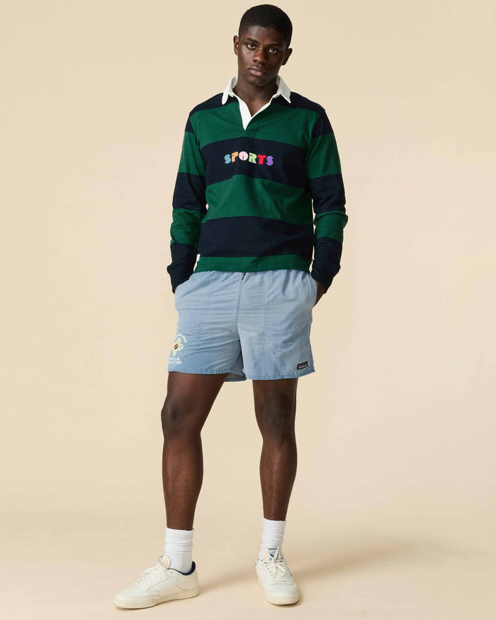 Cotton Striped Sports Retro Rugby Navy Block Stripe