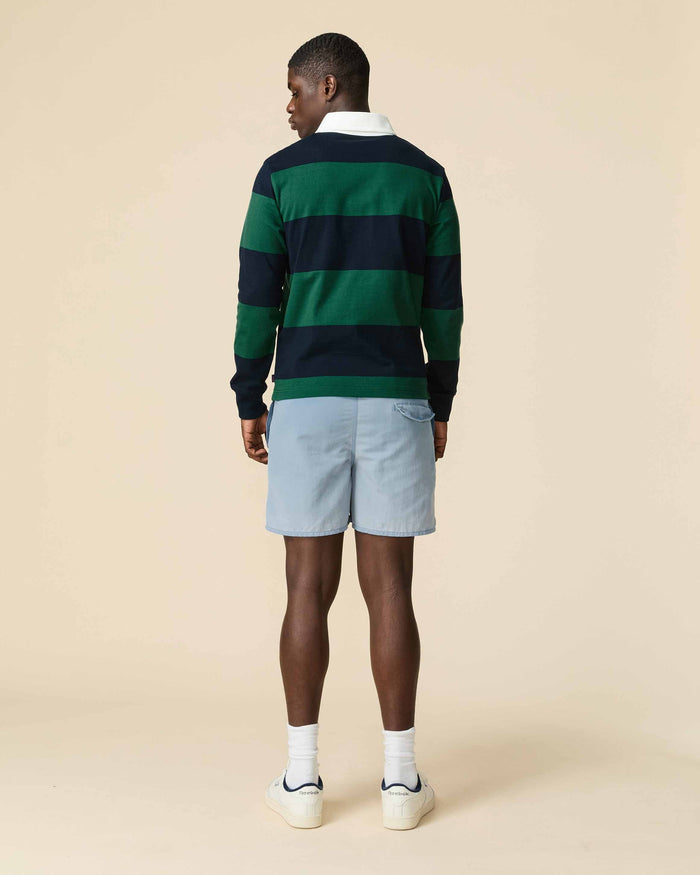Cotton Striped Sports Retro Rugby Navy Block Stripe