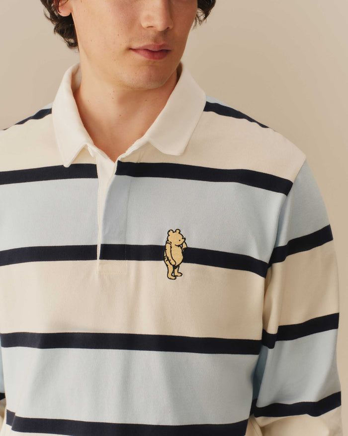 Cotton Striped Winnie-the-Pooh Rugby Blue